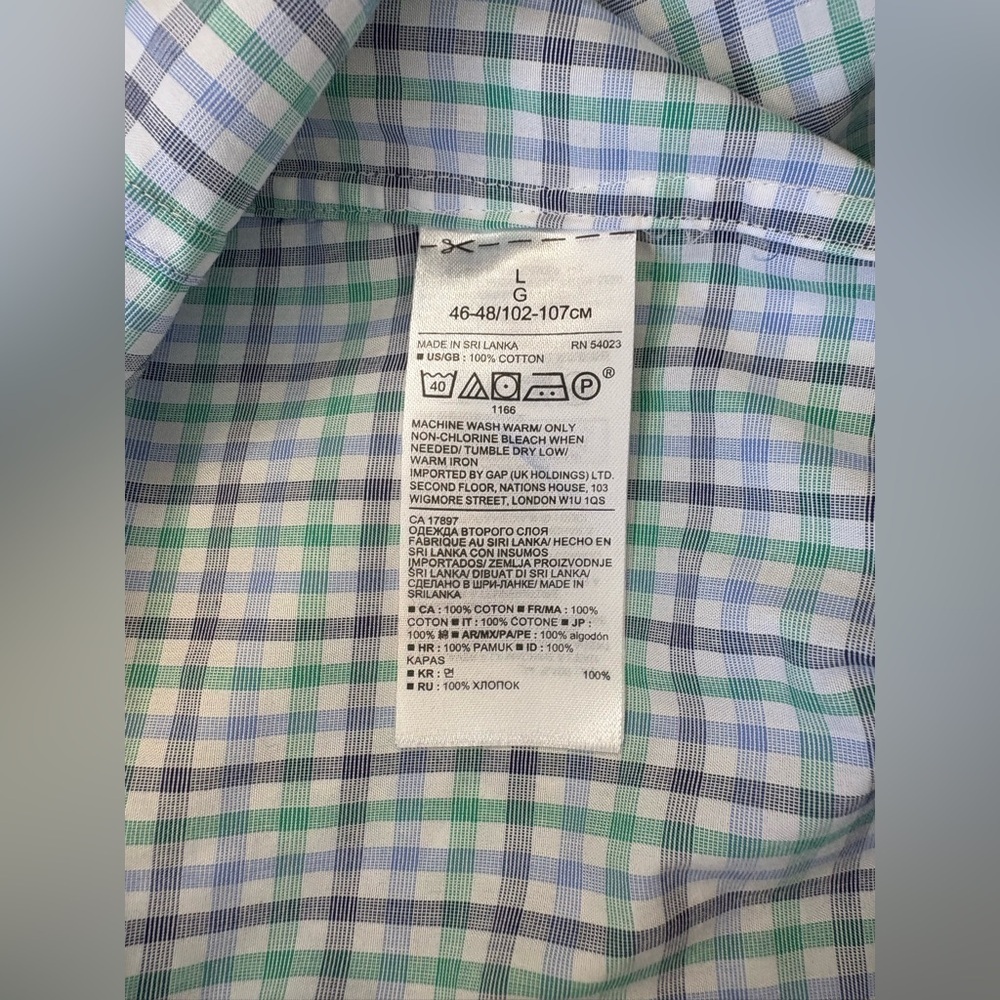Banana Republic Men’s Green/Black/Blue Plaid Shirt Size L - Picture 5 of 6